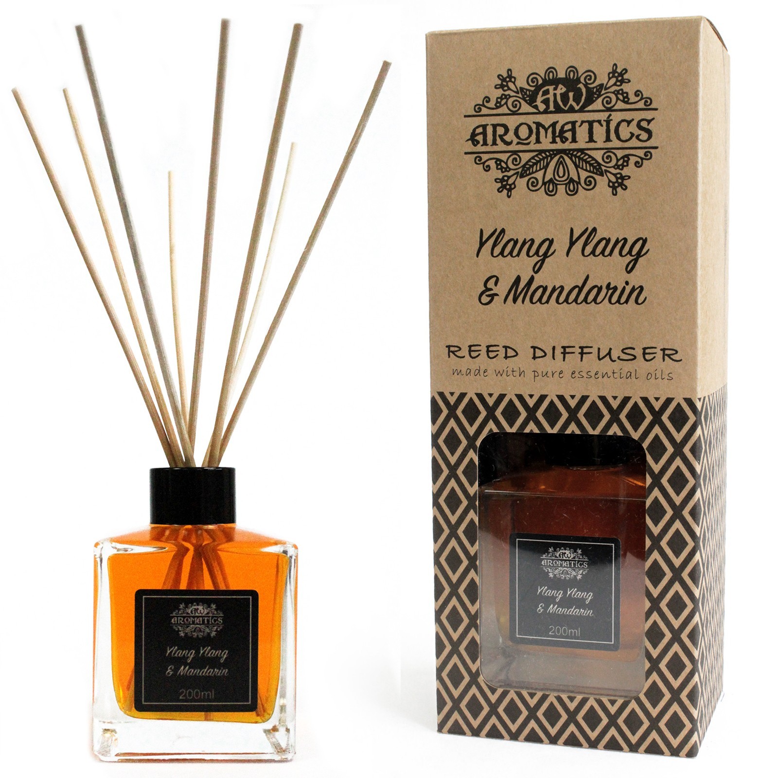 200ml Ylang Ylang & Mandarin Essential Oil Reed Diffuser (RDEO-08)