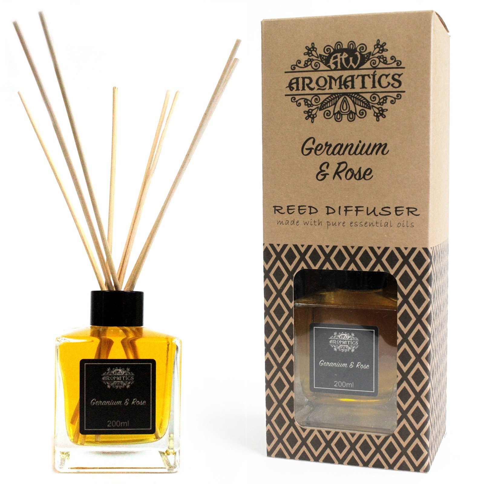 200ml Geranium & Rose Essential Oil Reed Diffuser (RDEO-10)