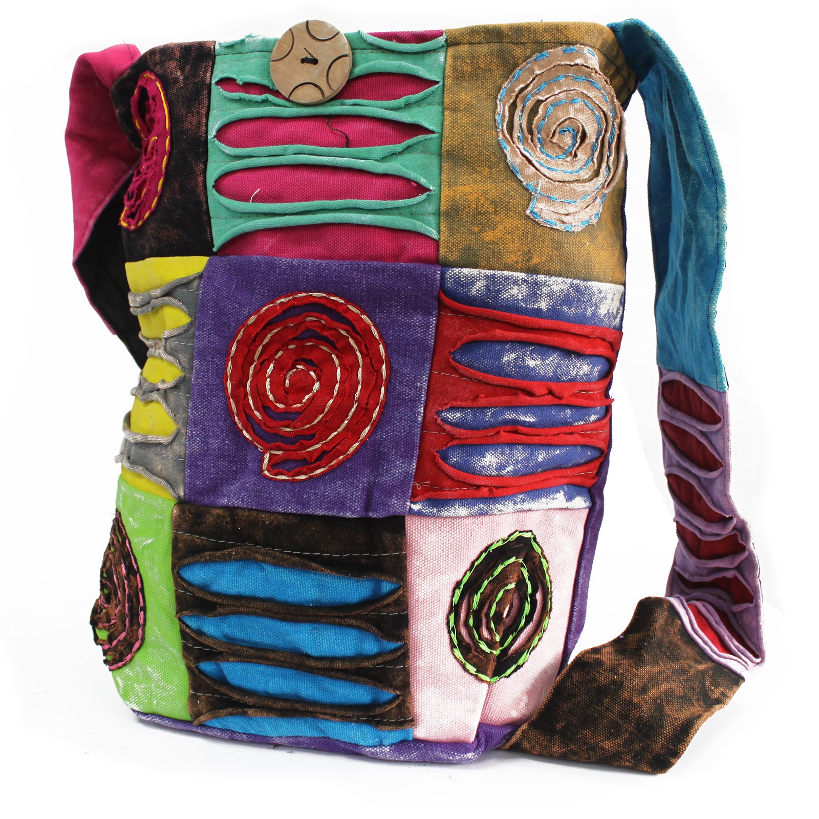 Ethnic Sling Bag - Purple / Spiral ()