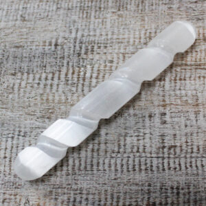 Selenite Spiral Wand - 16 cm ( Round Both Ends)  (SelW-03)