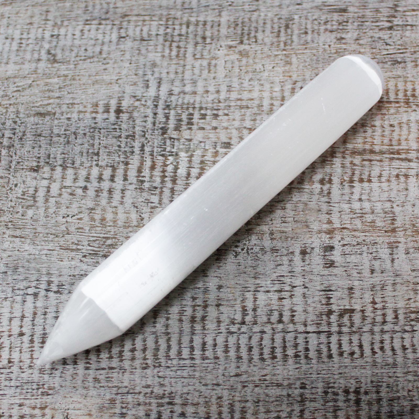 Selenite Wand - 16 cm (Point one End)  (SelW-02)