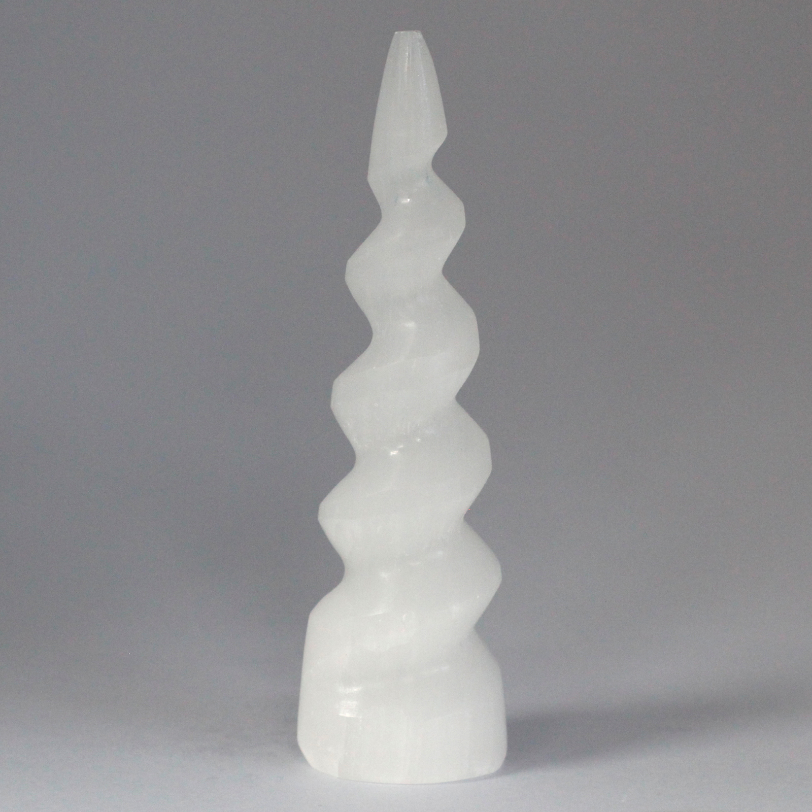 Selenite Spiral Unicorn Horn Tower - 15 cm  (SelT-09)