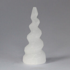 Selenite Spiral Unicorn Horn Tower - 10 cm  (SelT-08)