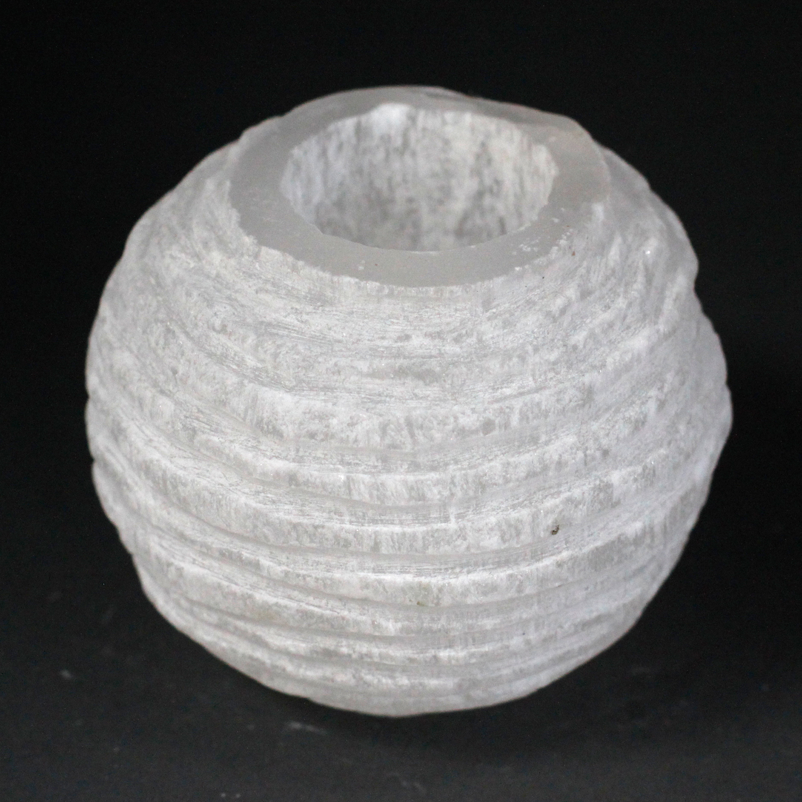 Selenite Snowball Candle Holder - 8 cm  (SelCH-08)