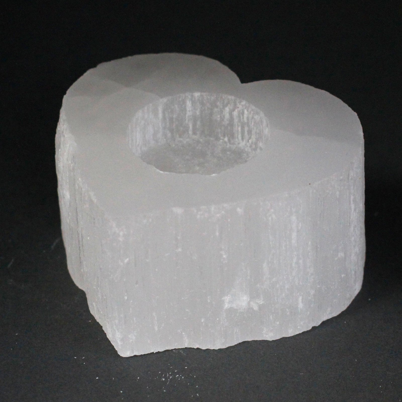Selenite Heart Candle Holder  (SelCH-07)