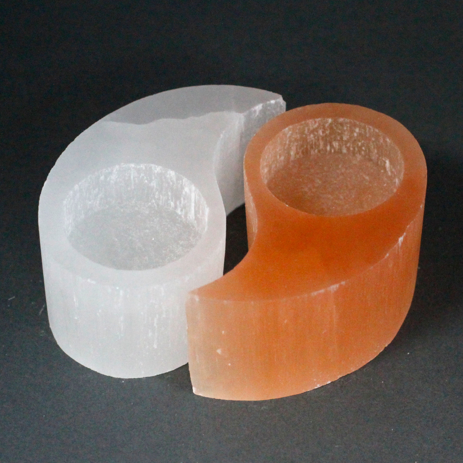 Selenite Ying Yang Candle Holder  (SelCH-06)