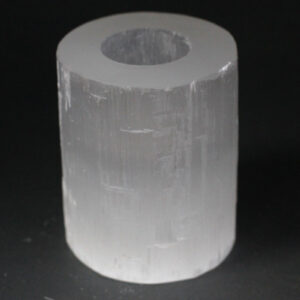 Selenite Cylinder Candle Holder - 10 cm  (SelCH-03)