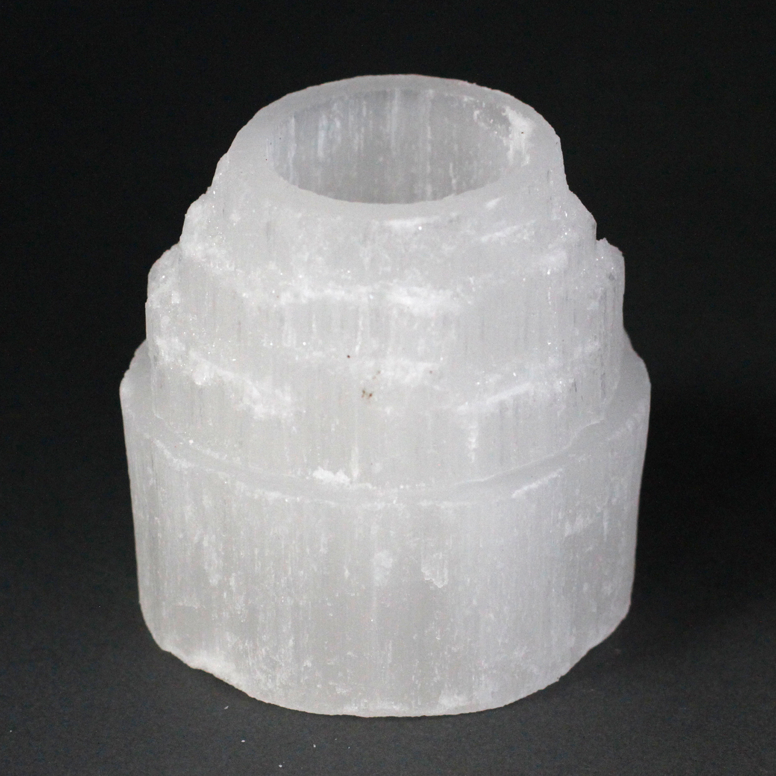 Selenite Mountain Top Candle Holder - 8 cm  (SelCH-01)