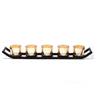 Centrepiece Iron Votive Candle Holder - 5 Cup Ledge  (CIVCH-07)
