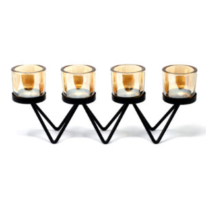 Centrepiece Iron Votive Candle Holder - 4 Cup Zig Zag  (CIVCH-06)