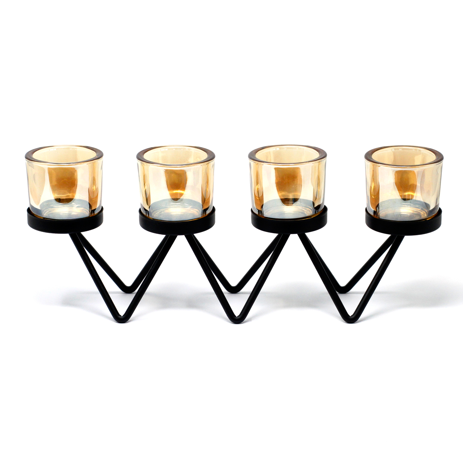 Centrepiece Iron Votive Candle Holder - 4 Cup Zig Zag  (CIVCH-06)