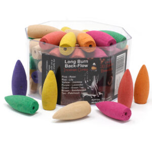 Long Backflow Incense Cones - Assorted Fragrances - 30 mins Burning time (BackFi-02)