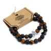 Set of 2 Gemstones Friendship Bracelets - Power - Tiger Eye & Black Stone  (FGB-03)