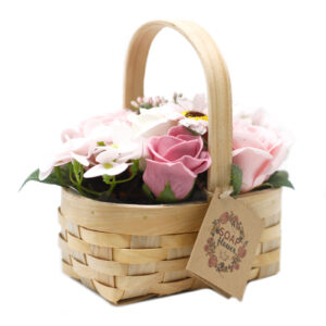 Medium Pink Bouquet in Wicker Basket  (SFB-19)