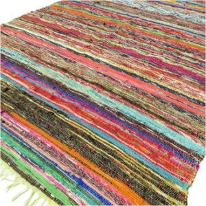 151 x 90cm Luxury Rag Rug - Green (Vrug-05)