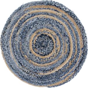 Round Jute and Recycle Denim Rug - 150 cm (JRug-06)