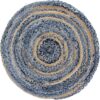 Round Jute and Recycle Denim Rug-  90 cm  (JRug-04)