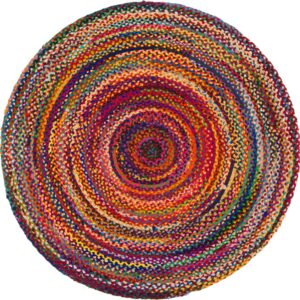 Round Jute and Recycled Cotton Rug -  90 cm  (JRug-01)