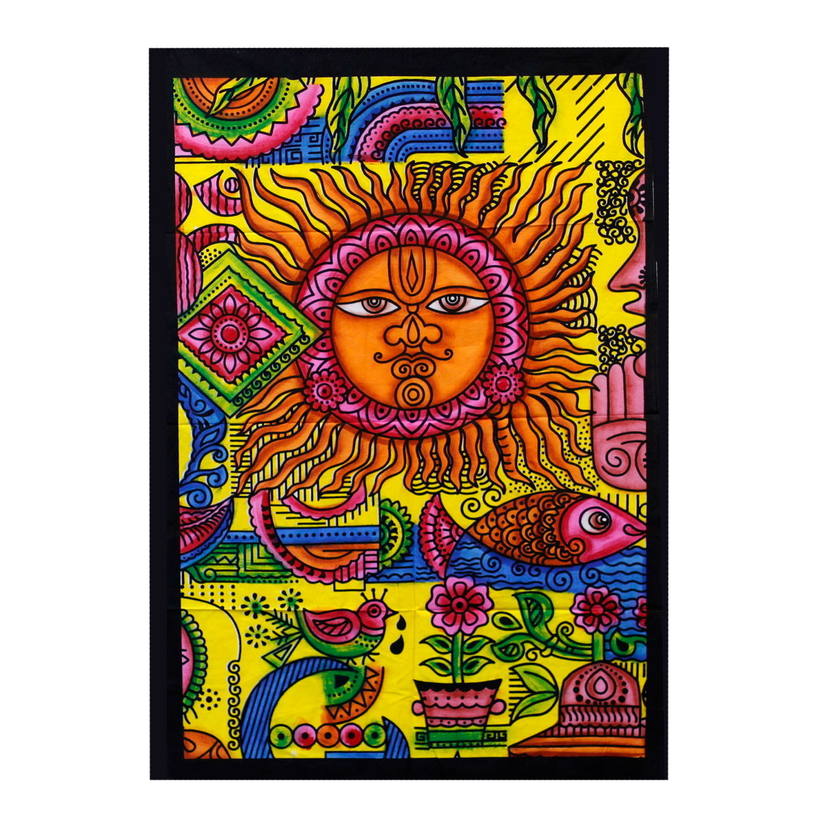 Handbrushed  Cotton Wall Art - Sun  (HBWA-03)