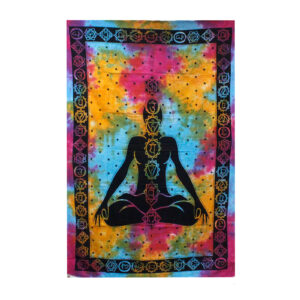 Single Cotton Bedspread + Wall Hanging - Chakra Buddha 130cm x 200cm  (CBWH-08)