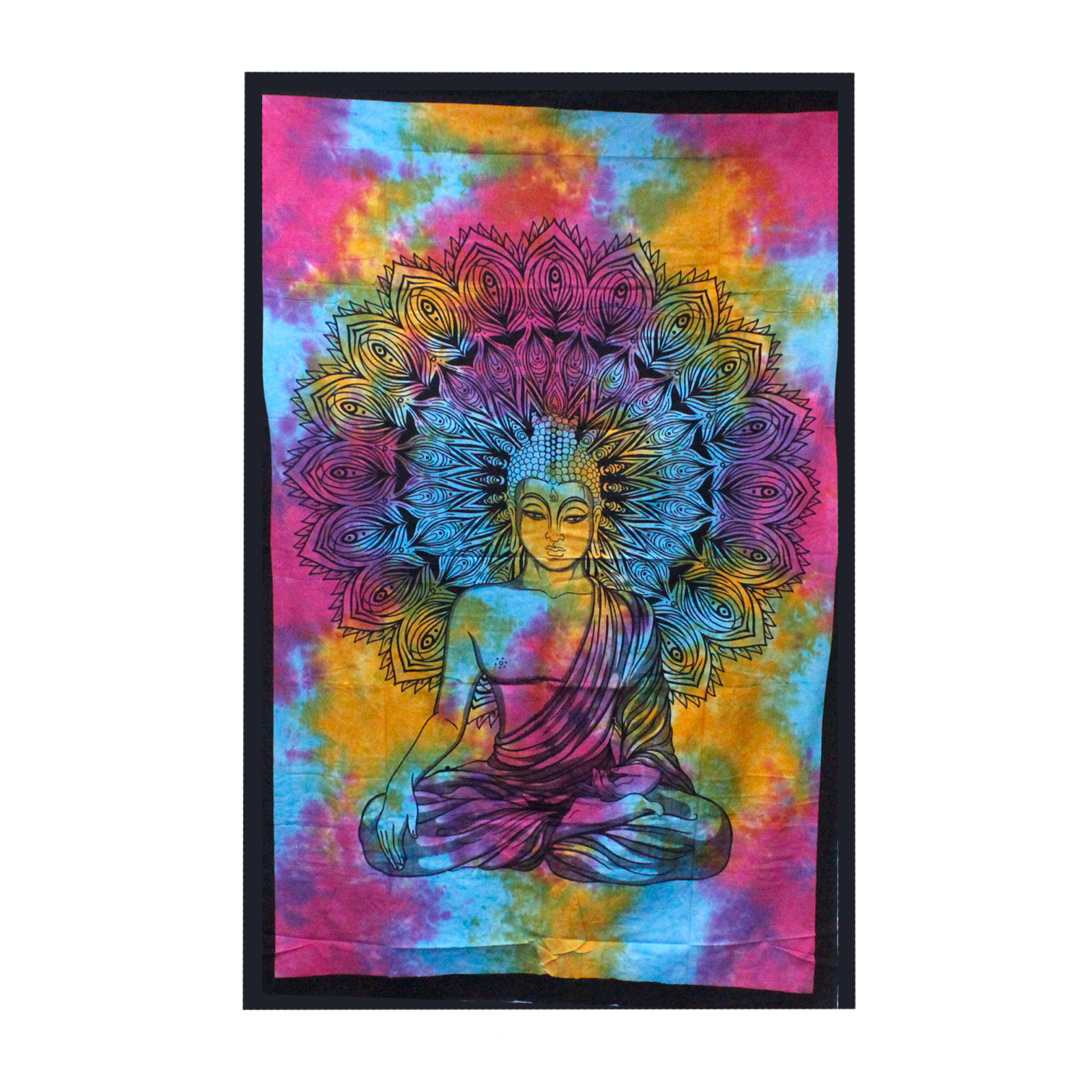Single Cotton Bedspread + Wall Hanging -  Peaceful Buddha 130cm x 200cm  (CBWH-12)