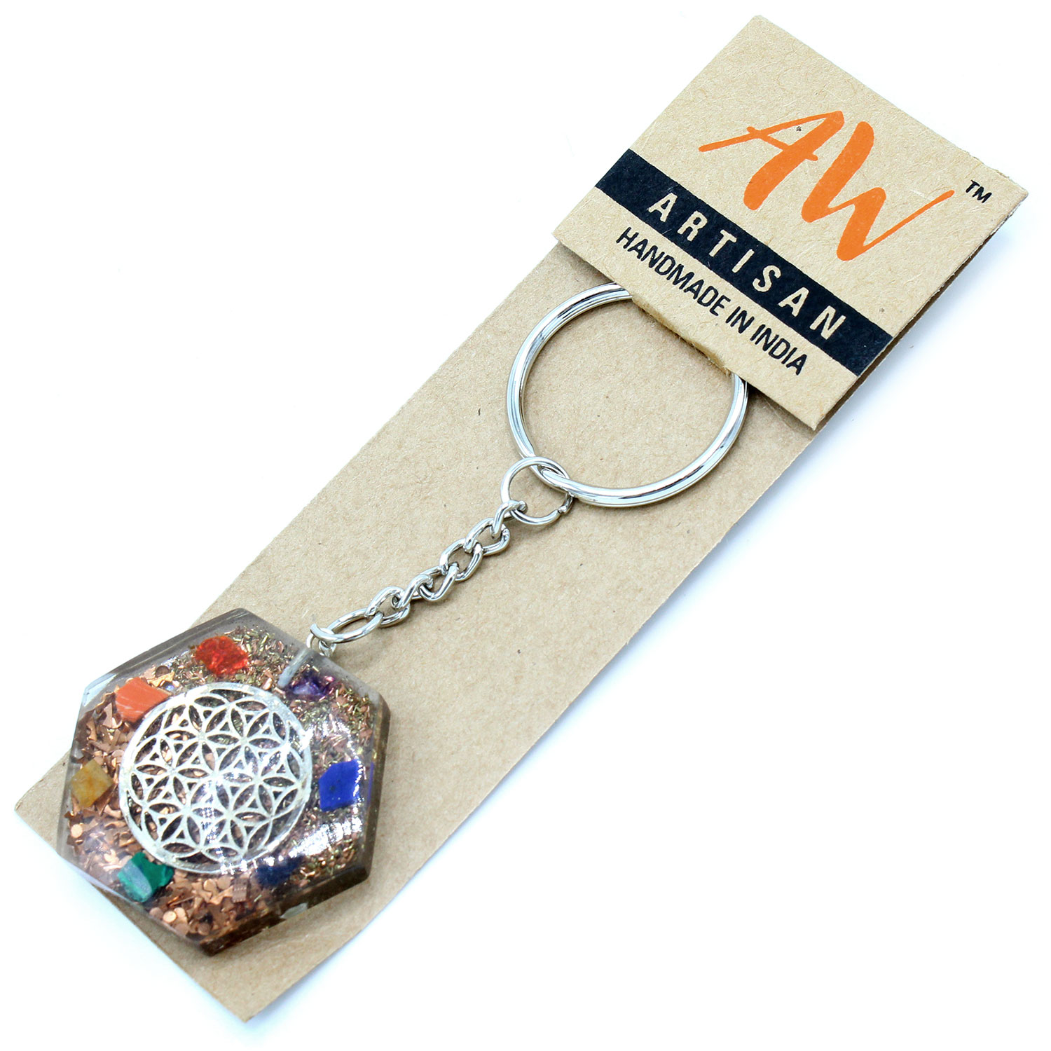 Orgonite Power Keyring - Octagon Flower of Life  (OrgK-09)