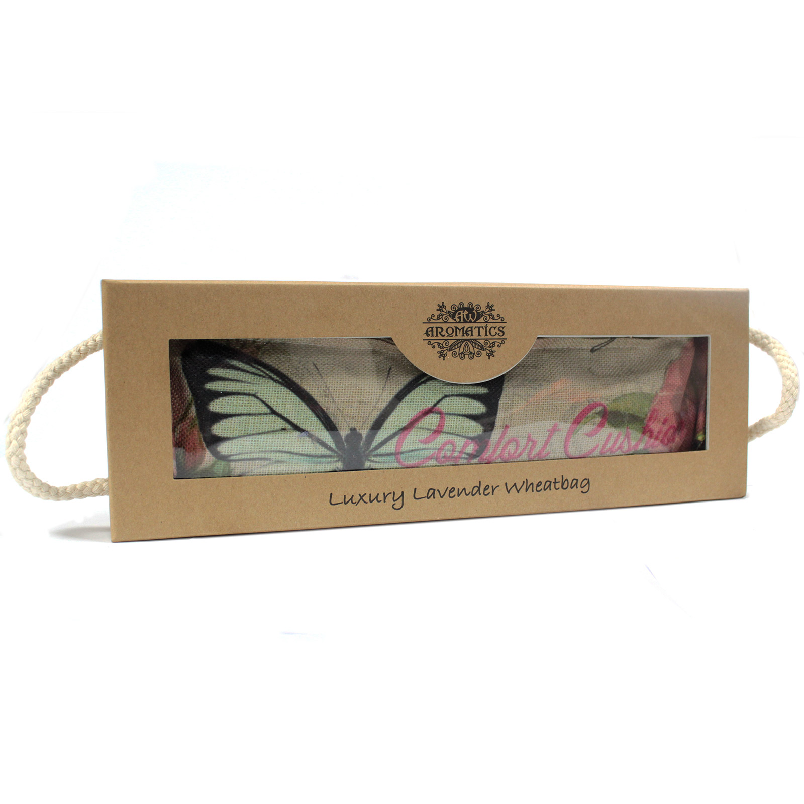 Luxury Lavender Wheat Bag in Gift Box - Butterfly & Roses (AWHBL-03)