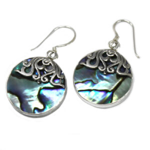 Shell & Silver Earrings - Classic Disc - Abalone  (SSE-12)