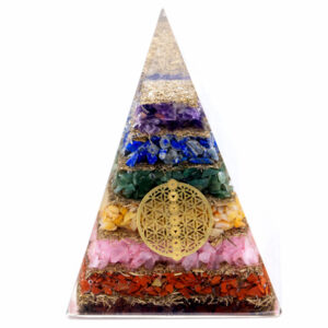 Orgonite Pyramid - Seven Chakra Flower of Life - 70 mm  (Orgn-15)