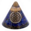 Orgonite Cone - Lapis Flower of Life - Suspended Quartz - 90 mm  (Orgn-21)