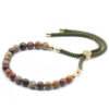 18K Gold Plated Gemstone Moss String Bracelet -  Picasso Jasper  (GemSB-01)