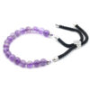 925 Silver Plated Gemstone Black String Bracelet - Amethyst  (GemSB-02)