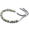 925 Silver Plated Gemstone Charcoal String Bracelet - Dalmation Jasper  (GemSB-08)