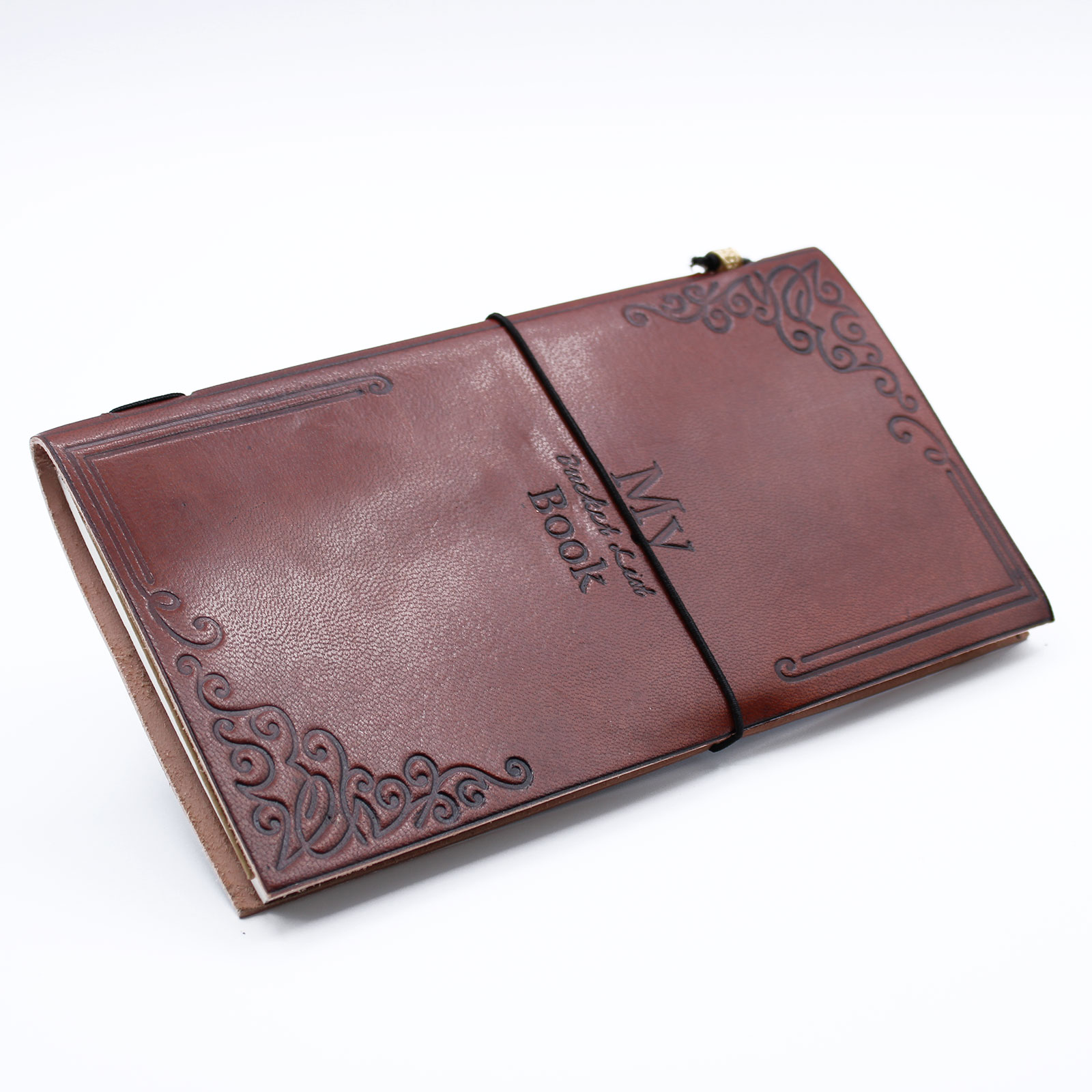 Handmade Leather Journal - My Bucket List Book - Brown (80 pages)  (MSJ-07)