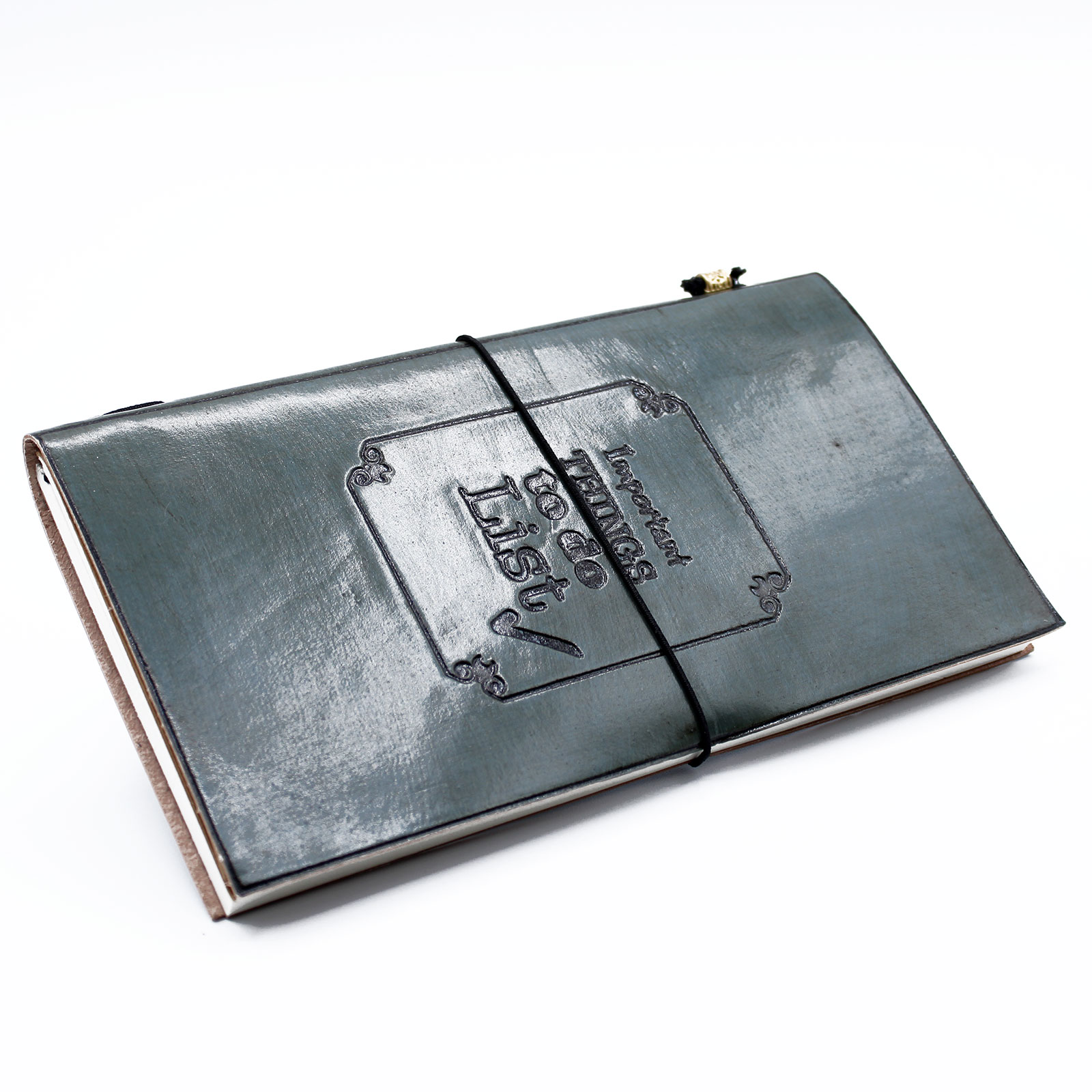Handmade Leather Journal - Important Things To Do - Grey (80 pages)  (MSJ-11)