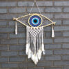 Protection Dream Cather - Med Macrame Evil Eye Blue/White/Black  (EyeDC-08)