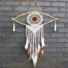 Protection Dream Cather - Lrg Macrame Eye White/ Gey/Brown  (EyeDC-01)