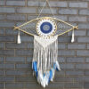 Protection Dream Cather - Lrg Macrame Eye White/ Blue/Grey  (EyeDC-02)