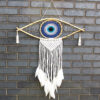 Protection Dream Cather - Lrg Macrame Evil Eye Blue/White/Black  (EyeDC-04)