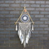 Protection Dream Cather - Lrg Macrame Pyramid White/Grey  (EyeDC-11)