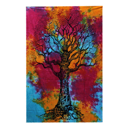Single Cotton Bedspread + Wall Hanging -   Winter Tree  (CBWH-14)