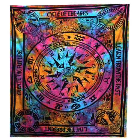 Double Cotton Bedspread + Wall Hanging - Circle of Ages  (CBWH-17)