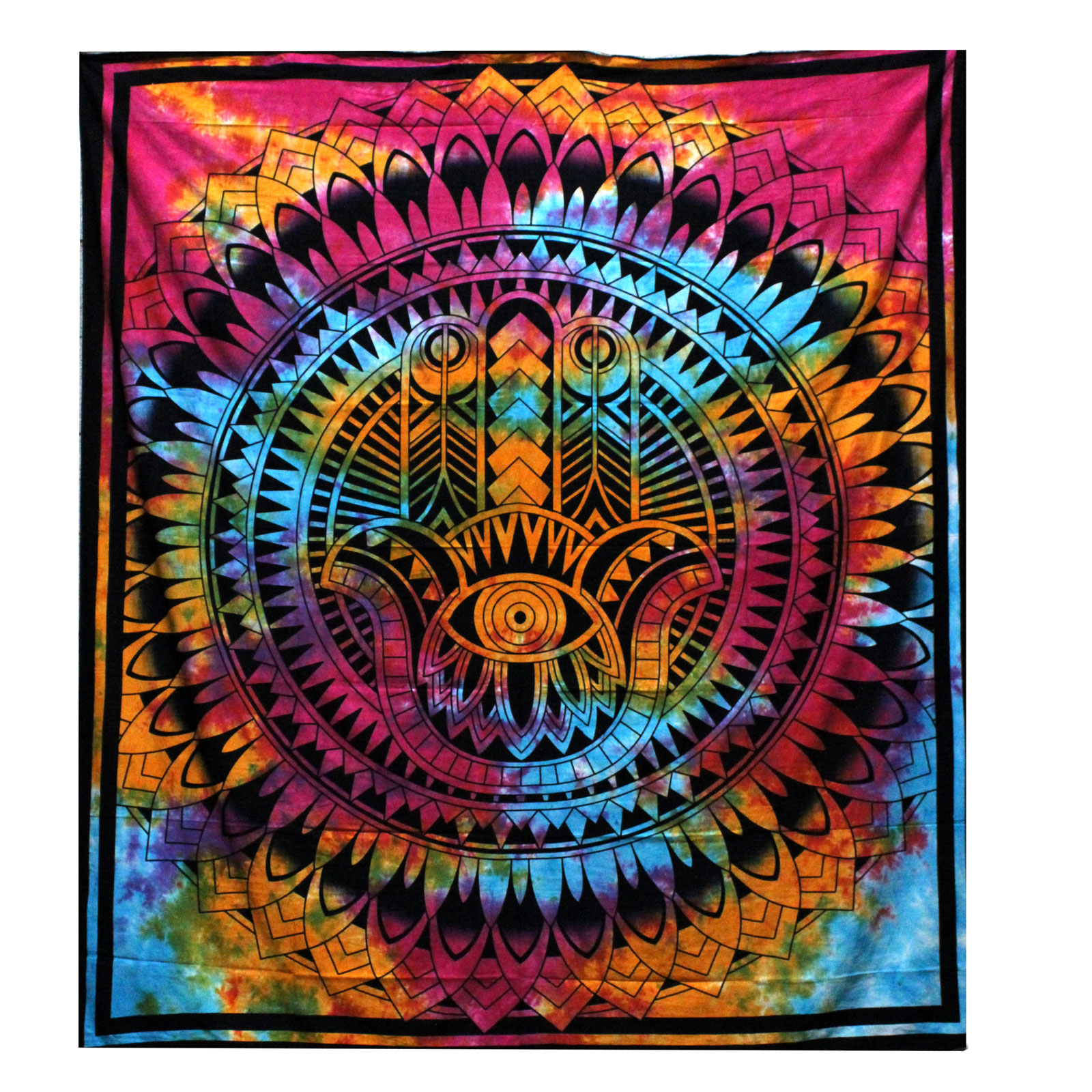 Double Cotton Bedspread + Wall Hanging - Hamsa  (CBWH-15)