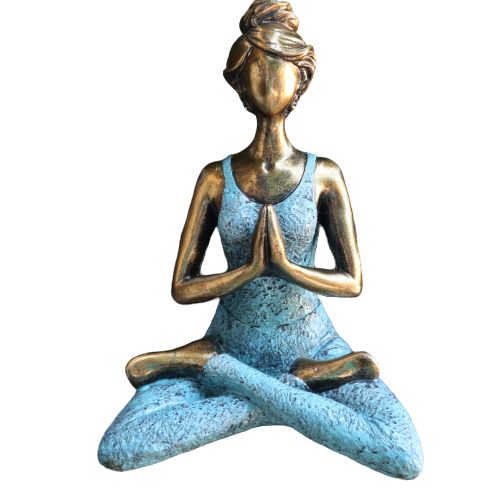 Yoga Lady Figure -  Bronze & Turqoise 24cm  (YogaL-01)