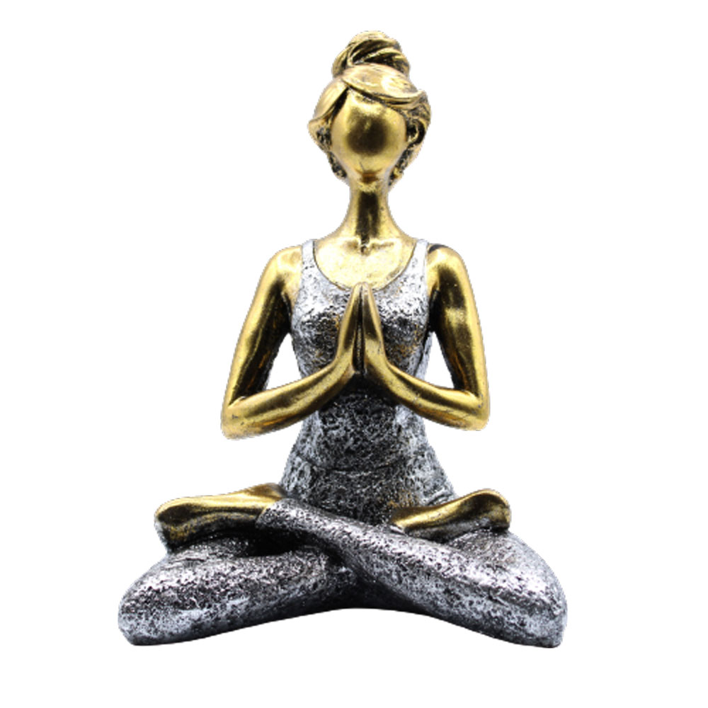Yoga Lady Figure -  Bronze & Silver 24cm  (YogaL-02)