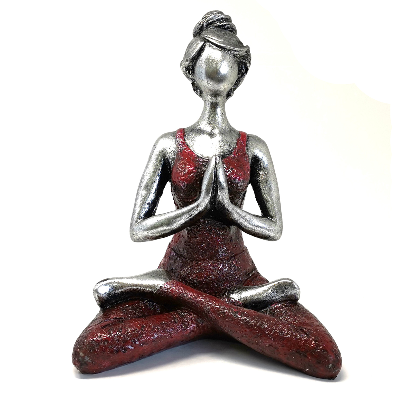 Yoga Lady Figure -  Silver & Bordeaux 24cm  (YogaL-06)