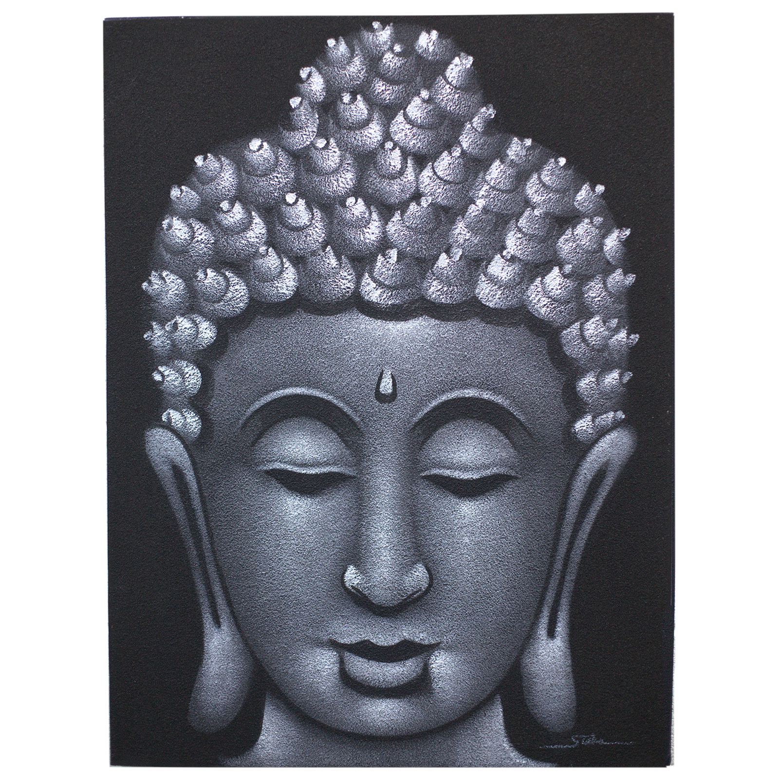 Buddah Painting - Grey Sand Finish  (BAP-02)