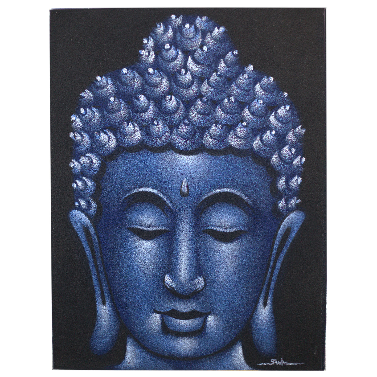 Buddah Painting - Blue Sand Finish  (BAP-03)