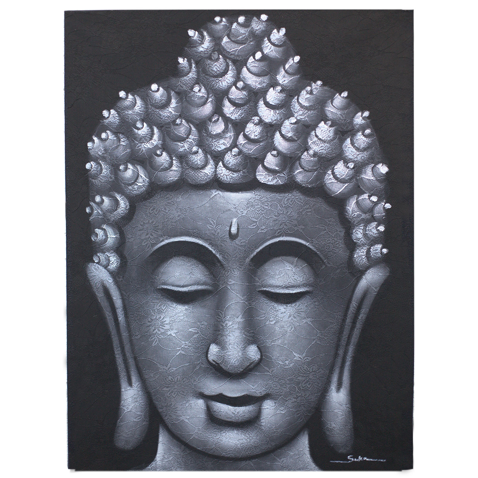 Buddah Painting - Grey Brocade Detail  (BAP-06)