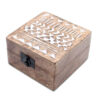 White Washed Wooden Box - 4x4 Aztec Design  (WWIB-05)